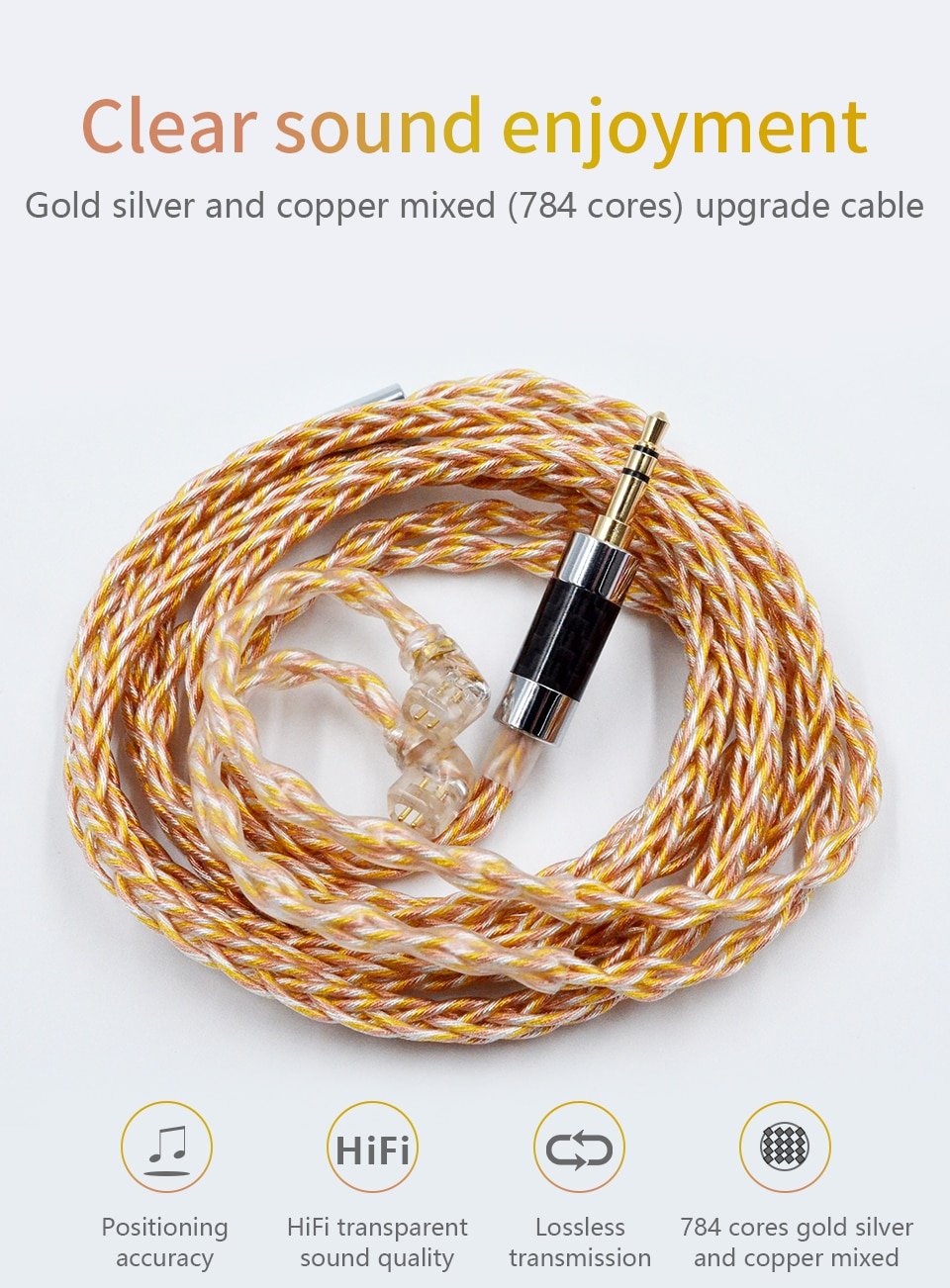 KZ - 90-7 Cable de actualización de alta resolución 784 Core - Dorado KZ - 90-7 Cable de actualización de alta resolución 784 Core - Dorado